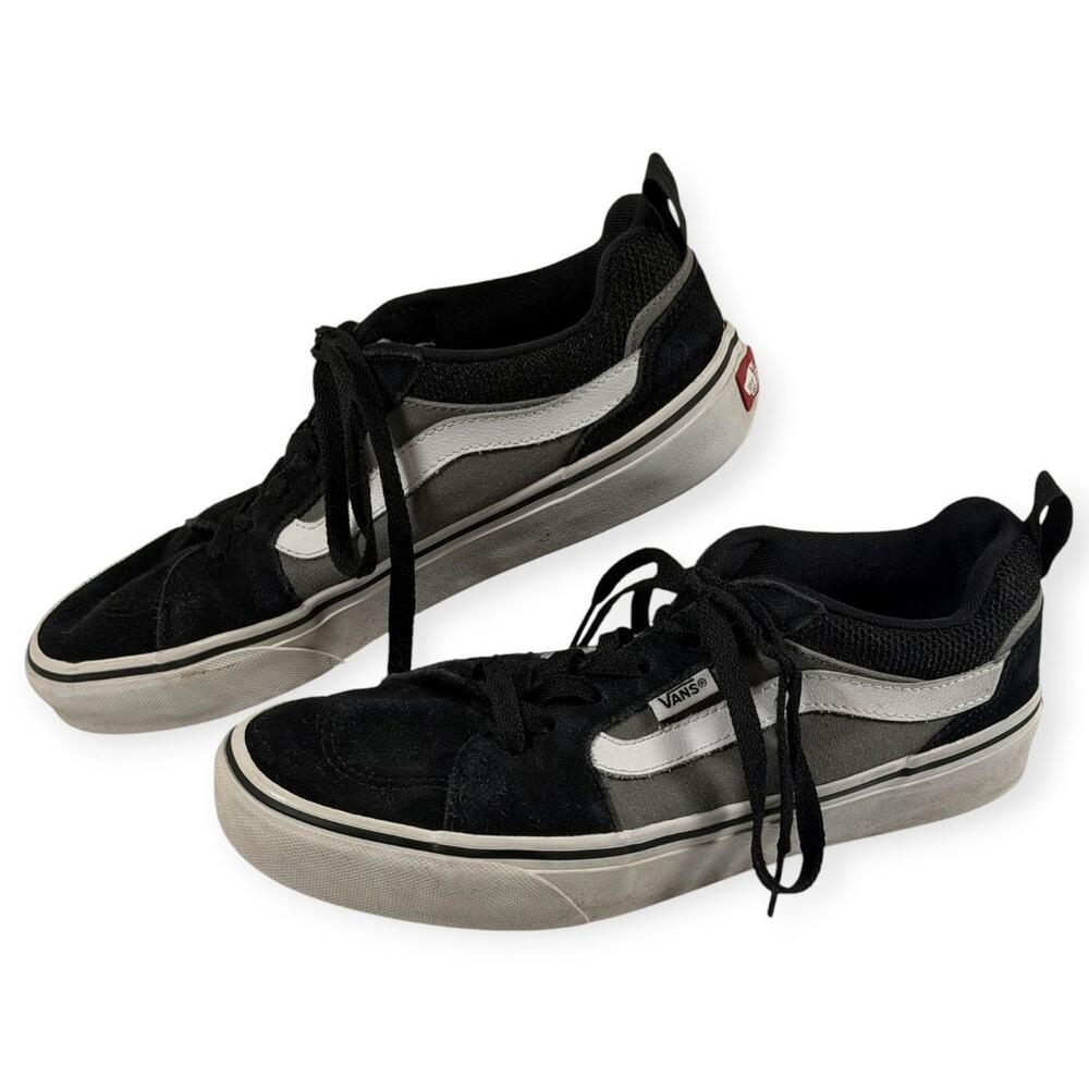VANS Filmore Low Top Casual Sneakers,Black/Gray/Wht, Men's 7